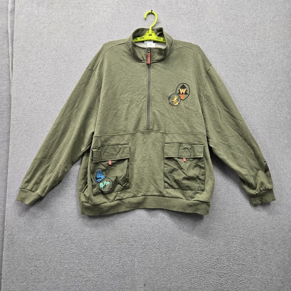 Disney Parks Men Jacket XL Green Up Wilderness Embroidered Fleece Explorer